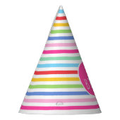 Schattigee regenboog gestreept Happy Birthday roze Feesthoedjes (Links)
