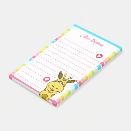 Schattigee regenboog Giraffe met harten leraar naa Post-it® Notes (Schuin)