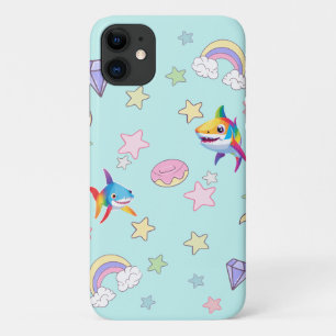 Schattigee regenboog haai verjaardag Star party Fa Case-Mate iPhone Case
