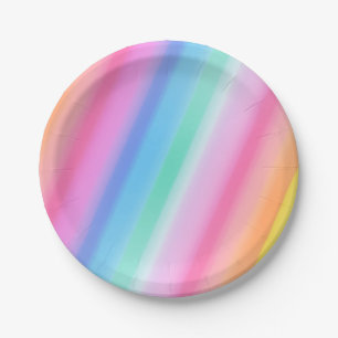 Schattigee regenboog heldere en kleurrijke verjaar papieren bordje
