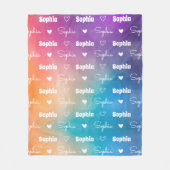 Schattigee regenboog Herhalende Naam Gepersonalise Fleece Deken (Voorkant)