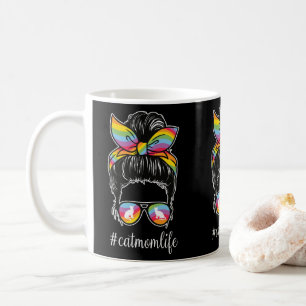 Schattigee regenboog kat moeder leven katten huisd koffiemok