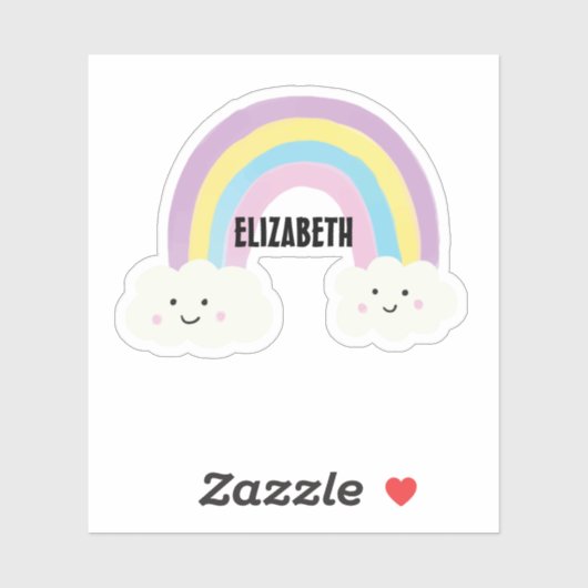 Schattigee regenboog kawaii aangepaste gepersonali sticker (Vel)