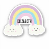 Schattigee regenboog kawaii aangepaste gepersonali sticker (Voorkant)
