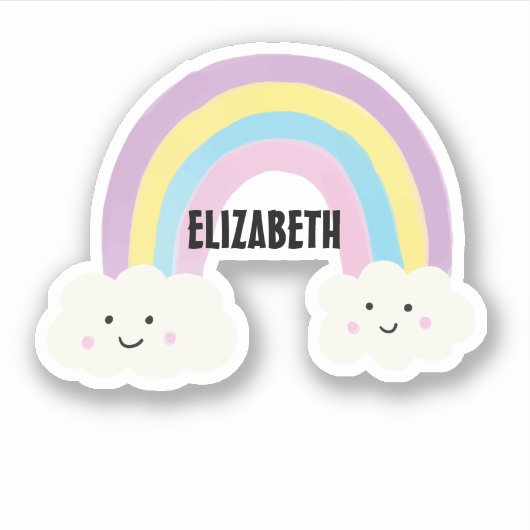 Schattigee regenboog kawaii aangepaste gepersonali sticker (Voorkant)