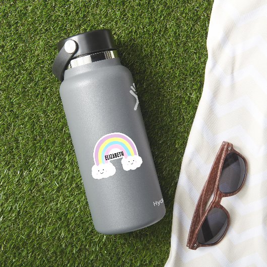 Schattigee regenboog kawaii aangepaste gepersonali sticker (HydroFlask Insitu)