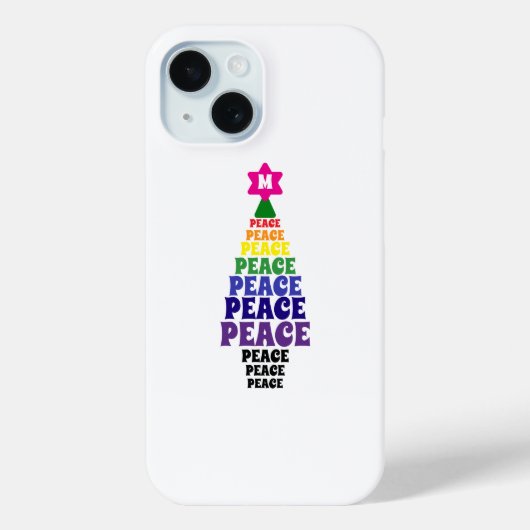 Schattigee regenboog kerstboom Initiaal toevoegen Case-Mate iPhone Case (Achterkant)