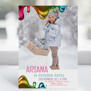 Schattigee regenboog Kinder foto 3e slijm verjaard Kaart