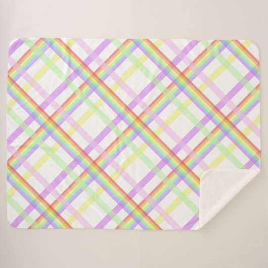 Schattigee regenboog kleurrijke tartan sherpa deken (Voorkant (horizontaal))