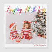 Schattigee regenboog lachen de hele weg kerstmagne (Voorkant)