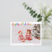 Schattigee regenboog lachen de hele weg Kerstmis F Feestdagenkaart (Staand voorkant)