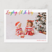 Schattigee regenboog lachen de hele weg Kerstmis F Feestdagenkaart (Voorkant)