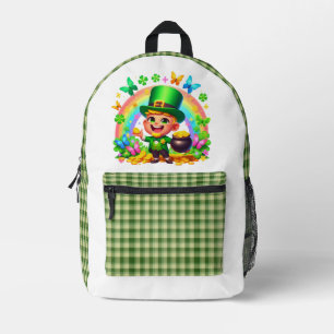 Schattigee Regenboog Leprechaun met Goud Bedrukte Rugzak