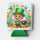 Schattigee Regenboog Leprechaun met Goud Blikjeskoeler (Voorkant)