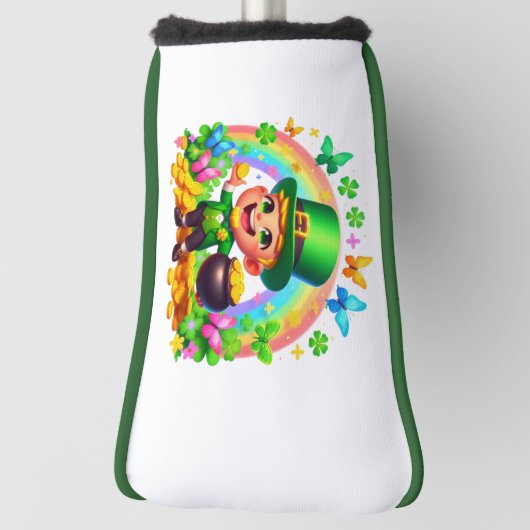 Schattigee Regenboog Leprechaun met Goud Golfheadcover (Draai 90)
