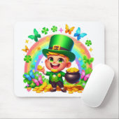 Schattigee Regenboog Leprechaun met Goud Muismat (Met muis)