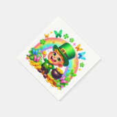 Schattigee Regenboog Leprechaun met Goud Servet (Hoek)