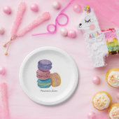 Schattigee regenboog macarons in Waterverf papier  Papieren Bordje (Feest)