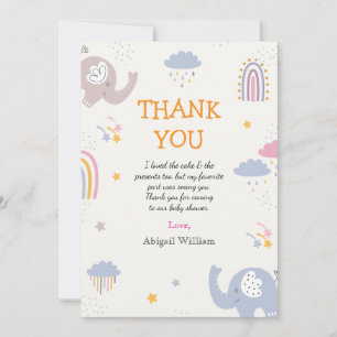 Schattigee regenboog meisjes Baby shower dank je k Bedankkaart