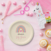 Schattigee regenboog met hart meisje Baby shower Papieren Bordje (Feest)
