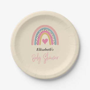 Schattigee regenboog met hart meisje Baby shower Papieren Bordje
