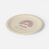 Schattigee regenboog met hart meisje Baby shower Papieren Bordje (Gekanteld)