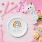 Schattigee regenboog met Heart Boy Baby shower Papieren Bordje (Feest)