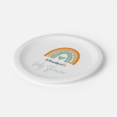 Schattigee regenboog met Heart Boy Baby shower Papieren Bordje (Gekanteld)