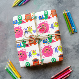 Schattigee regenboog Monster Mash Cadeaupapier