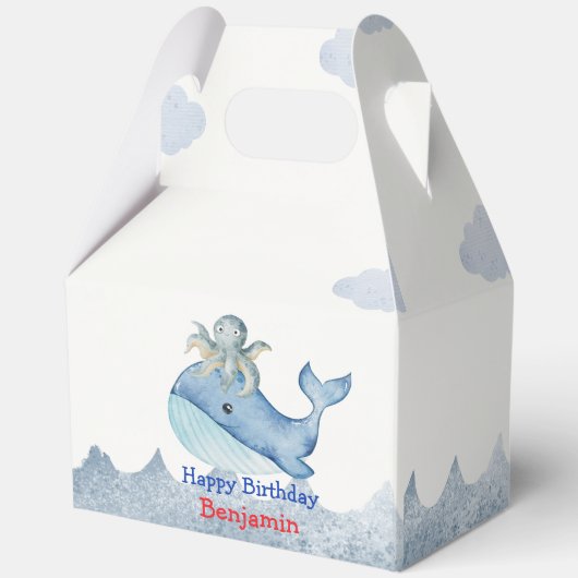 Schattigee regenboog octopus Walvis Verjaardagsfee Bedankdoosjes (Achterkant)