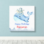 Schattigee regenboog octopus Walvis Verjaardagsfee Canvas Afdruk (Insitu (Houten vloer))