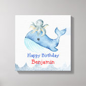 Schattigee regenboog octopus Walvis Verjaardagsfee Canvas Afdruk (Voorkant)