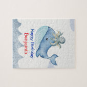 Schattigee regenboog octopus Walvis Verjaardagsfee Legpuzzel (Horizontaal)