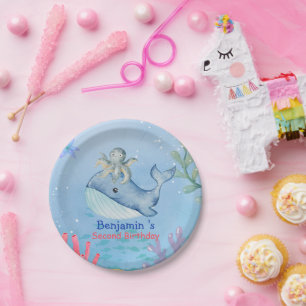 Schattigee regenboog octopus Walvis Verjaardagsfee Papieren Bordje