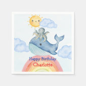 Schattigee regenboog octopus Walvis Verjaardagsfee Servet (Voorkant)