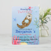 Schattigee regenboog Otter Scallops 2e verjaardags Kaart (Staand voorkant)