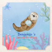 Schattigee regenboog Otter Scallops Verjaardagsfee Kartonnen Onderzetters (Voorkant)