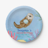 Schattigee regenboog Otter Scallops Verjaardagsfee Papieren Bordje (Voorkant)