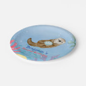 Schattigee regenboog Otter Scallops Verjaardagsfee Papieren Bordje (Gekanteld)