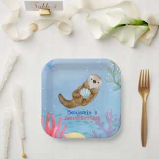 Schattigee regenboog Otter Scallops Verjaardagsfee Papieren Bordje