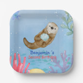 Schattigee regenboog Otter Scallops Verjaardagsfee Papieren Bordje (Voorkant)