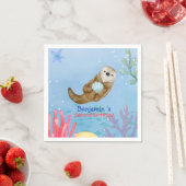 Schattigee regenboog Otter Scallops Verjaardagsfee Servet (Insitu)