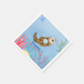 Schattigee regenboog Otter Scallops Verjaardagsfee Servet (Hoek)