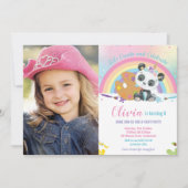 Schattigee Regenboog Panda Art Party Verjaardagsfo Kaart (Voorkant)