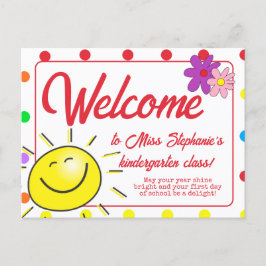 Schattigee regenboog polka dot zonneschijn welkom  briefkaart