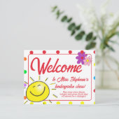Schattigee regenboog polka dot zonneschijn welkom  briefkaart (Staand voorkant)