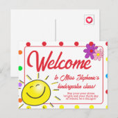 Schattigee regenboog polka dot zonneschijn welkom  briefkaart (Voorkant / Achterkant)