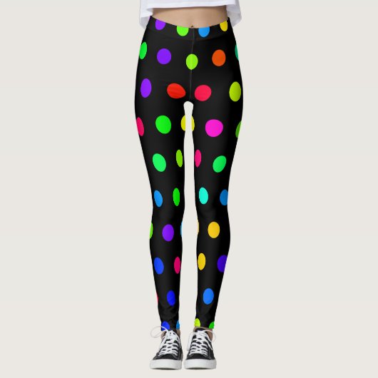 Schattigee regenboog polka dots patroon leggings (Voorkant)