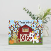 Schattigee regenboog Pony en schuur Herfst Paard V Kaart (Staand voorkant)