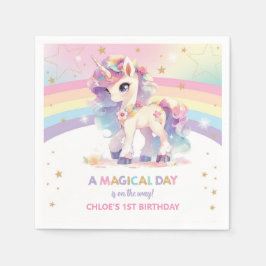 Schattigee Regenboog Prinses Eenhoorn 1e Verjaarda Servet
